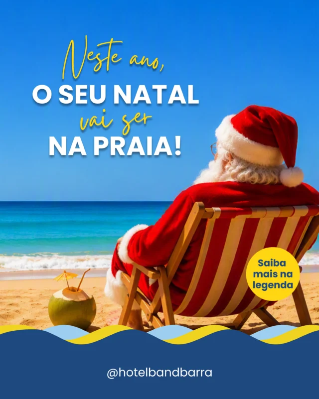 🎄☀️ Neste ano, o seu Natal vai ser na praia!

Troque a correria pelo som das ondas e viva momentos inesquecíveis com quem você ama no Hotel Bandeirantes da Barra. 🌊❤️

De 23 a 27 de dezembro, preparamos uma programação especial para toda a família, com a magia do Natal e todo o conforto que você merece:

🎅 Chegada do Papai Noel de Buggy (24/12)
 🎼 Apresentação musical
 📸 Espaço temático para fotos
 ☕ Café da manhã incluso diariamente
 🏊 Piscina com vista para o mar
 🧖 Sauna seca
 🎲 Sala de jogos
 🛝 Área Kids
 🚗 Estacionamento gratuito
 📶 Wi-Fi gratuito

💙 Tarifas para Acomodação Superior (período de 23 a 27/12/2026): 👫 2 pessoas: a partir de R$ 420 a diária
 👨‍👩‍👧 3 pessoas: a partir de R$ 500 a diária
 🛏️ Colchão adicional: R$ 100

✨ Reservas acima de 2 diárias garantem 10% de desconto! 📅 Mínimo de 2 diárias.

Garanta sua reserva e celebre um Natal diferente, com pé na areia, muita diversão e lembranças que ficarão para sempre na memória da sua família.

📲 Entre em contato com nossa Central de Reservas (Link na Bio).

#Natal2026 #HotelBandeirantesDaBarra #NatalNaPraia #BalnearioBarraDoSul #FeriasEmFamilia